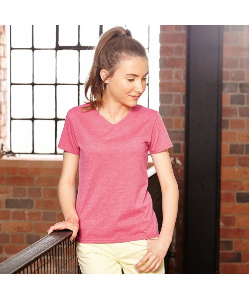 Plain Girls v-neck HD T Russell White 155gsm, Colours 160 GSM